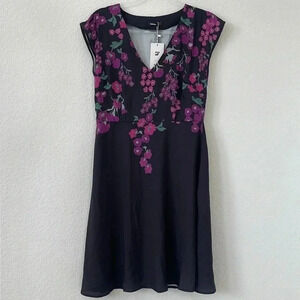 NWT| Hekka | Black and Purple Floral Dress | Sz S